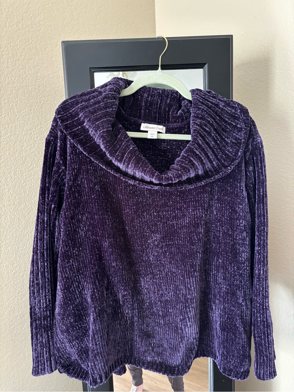 Coldwater Creek Plush Cowl Neck Sweater - Purple